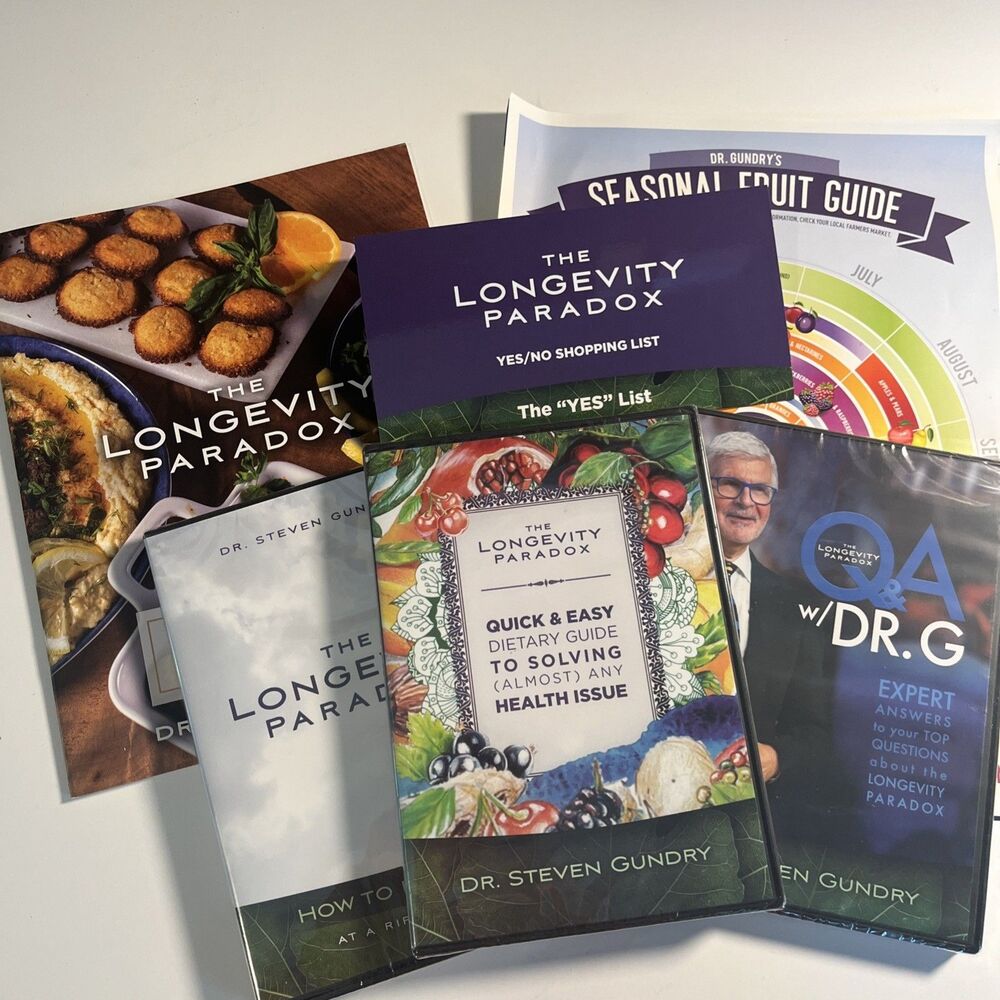 Dr. Steven Gundry The Longevity Paradox 3 DVD Set Booklet and Guides Brand New
